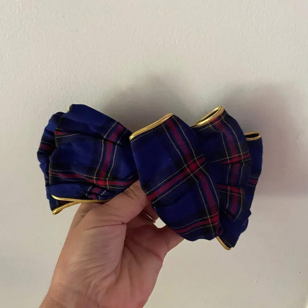 Vintage Classic Christmas Holiday hair accessories 90s blue and gold‎ bows